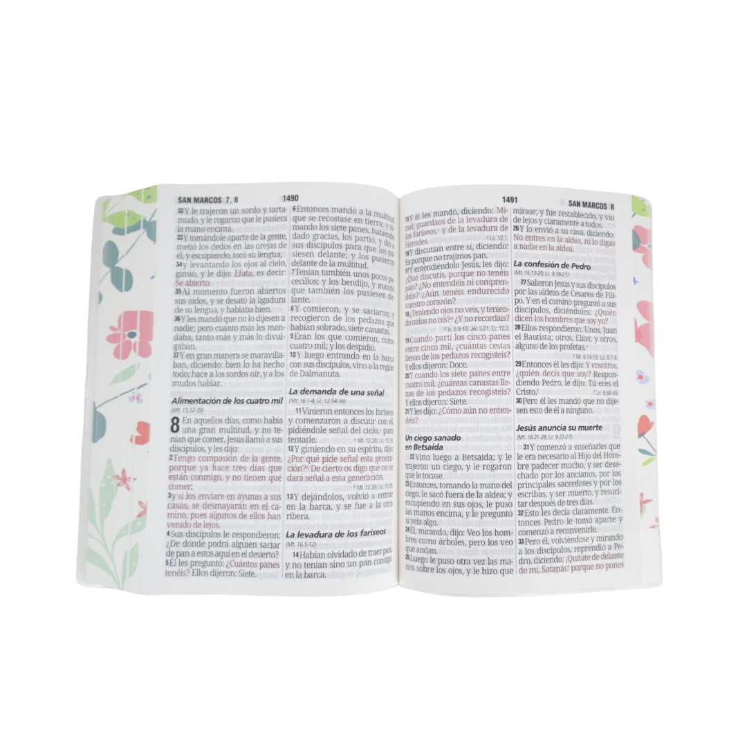 Biblia Reina Valera 1960 manual letra grande Vinil naranja floral
