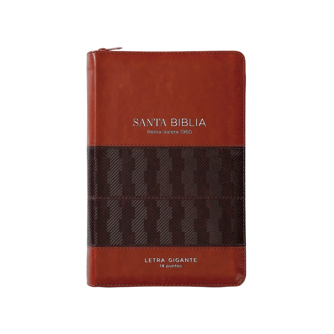 Biblia Reina Valera 1960 Letra Gigante PJR filo Dorado con Cierre e Índice Café