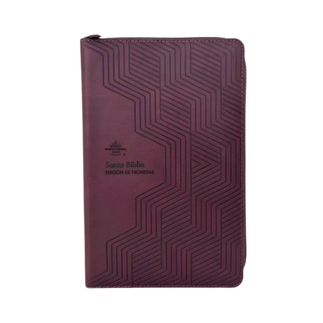 Biblia RVR 1960 de promesas letra Grande tamaño manual marrón líneas Simil Piel con Cierre