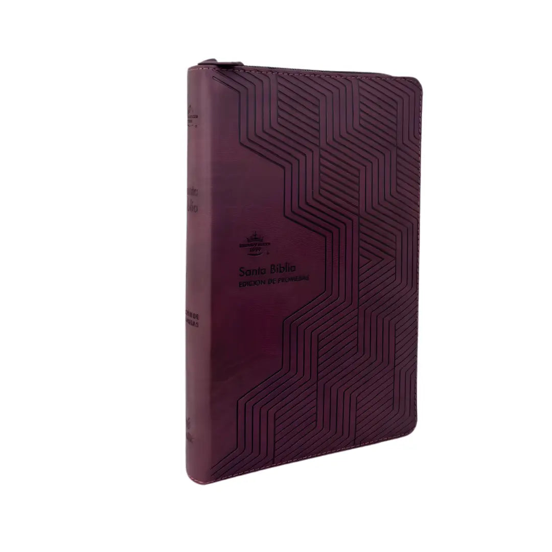 Biblia RVR 1960 de promesas letra Grande tamaño manual marrón líneas Simil Piel con Cierre