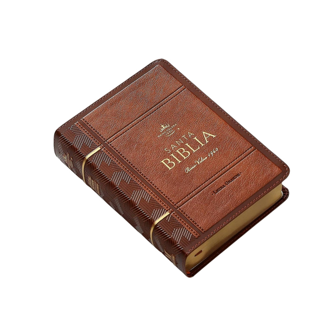 Biblia Reina Valera 1960 tamaño compacto Letra Grande i/piel café claro