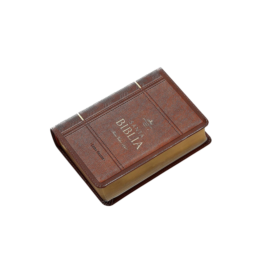 Biblia Reina Valera 1960 tamaño compacto Letra Grande i/piel café claro