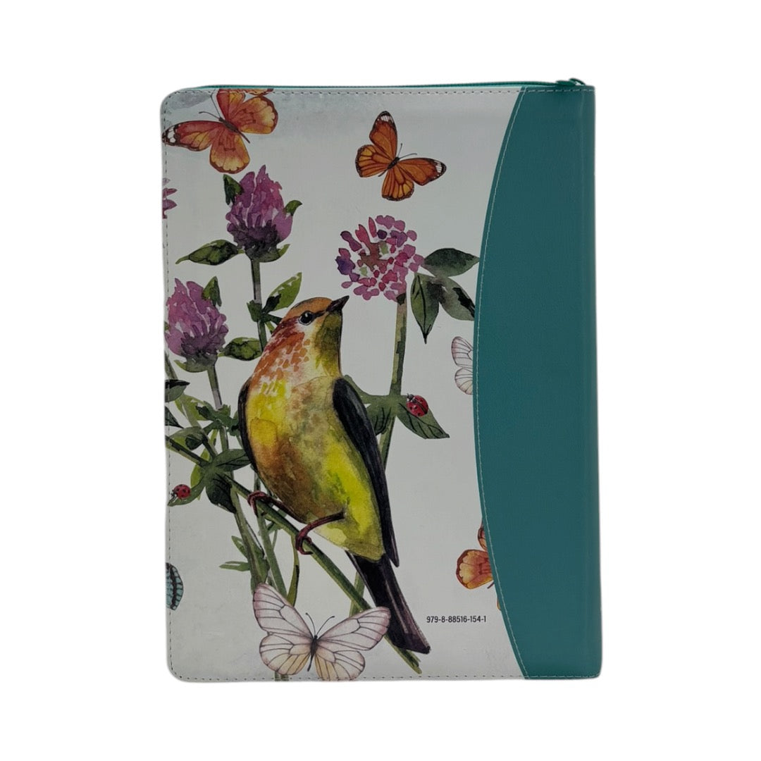 BIBLIA RVR 1960 GIGANTE DISEÑO MARIPOSA TURQUESA/ROSA IMIT PIEL
