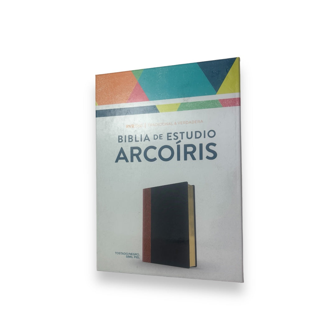 Biblia de Estudio ArcoIris RV1960, imit. piel tostado y negro