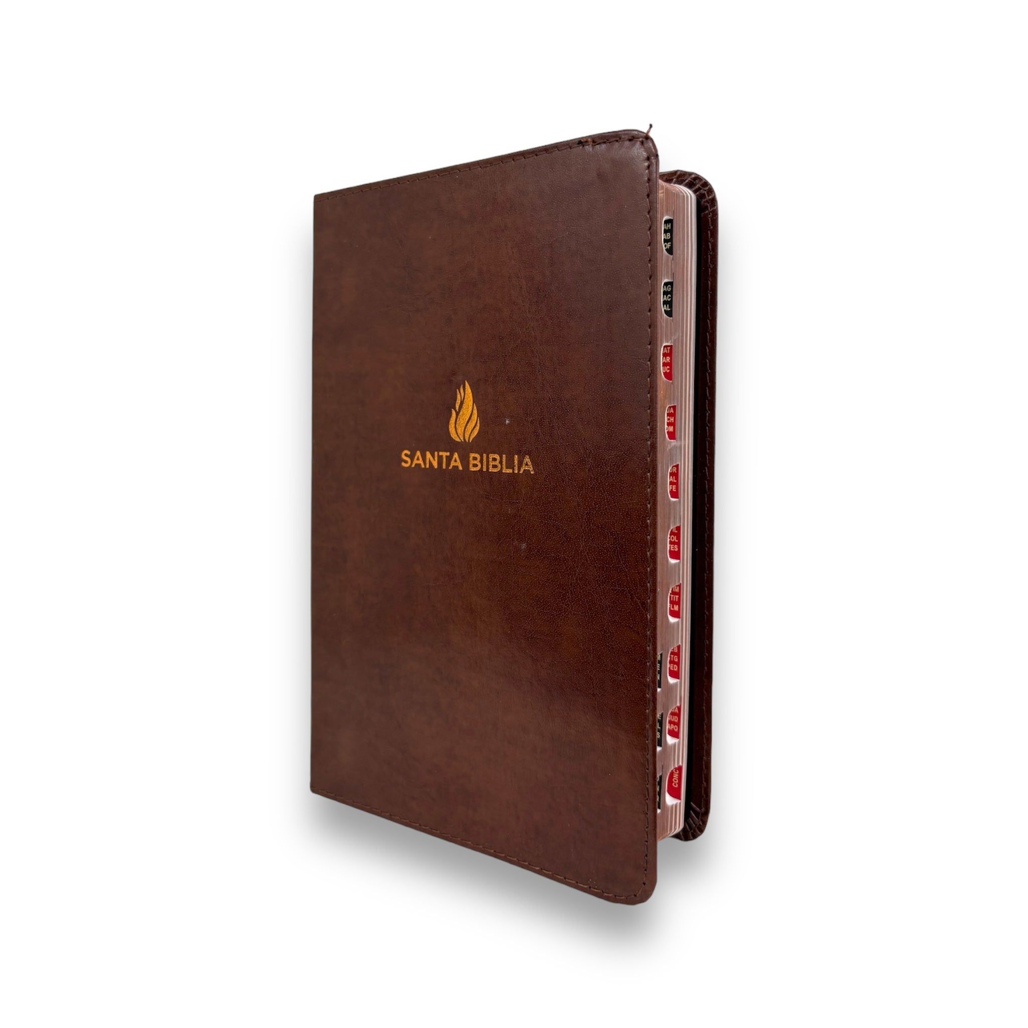 Santa NVI Biblia compacta letra grande, marrón, piel fabricada con índice