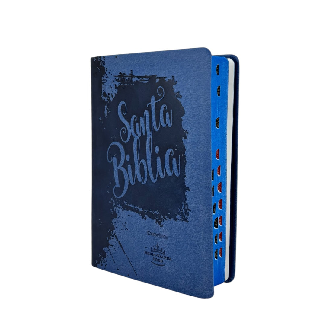 BIBLIA REINA VALERA 1960 LETRA GRANDE IMITACION PIEL AZUL RELIEVE C/INDICE