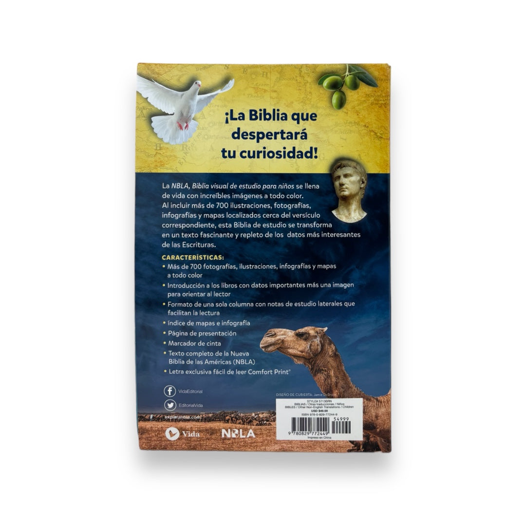 BIBLIA VISUAL DE ESTUDIO PARA NIÑOS NBLA IMIT PIEL CAFE