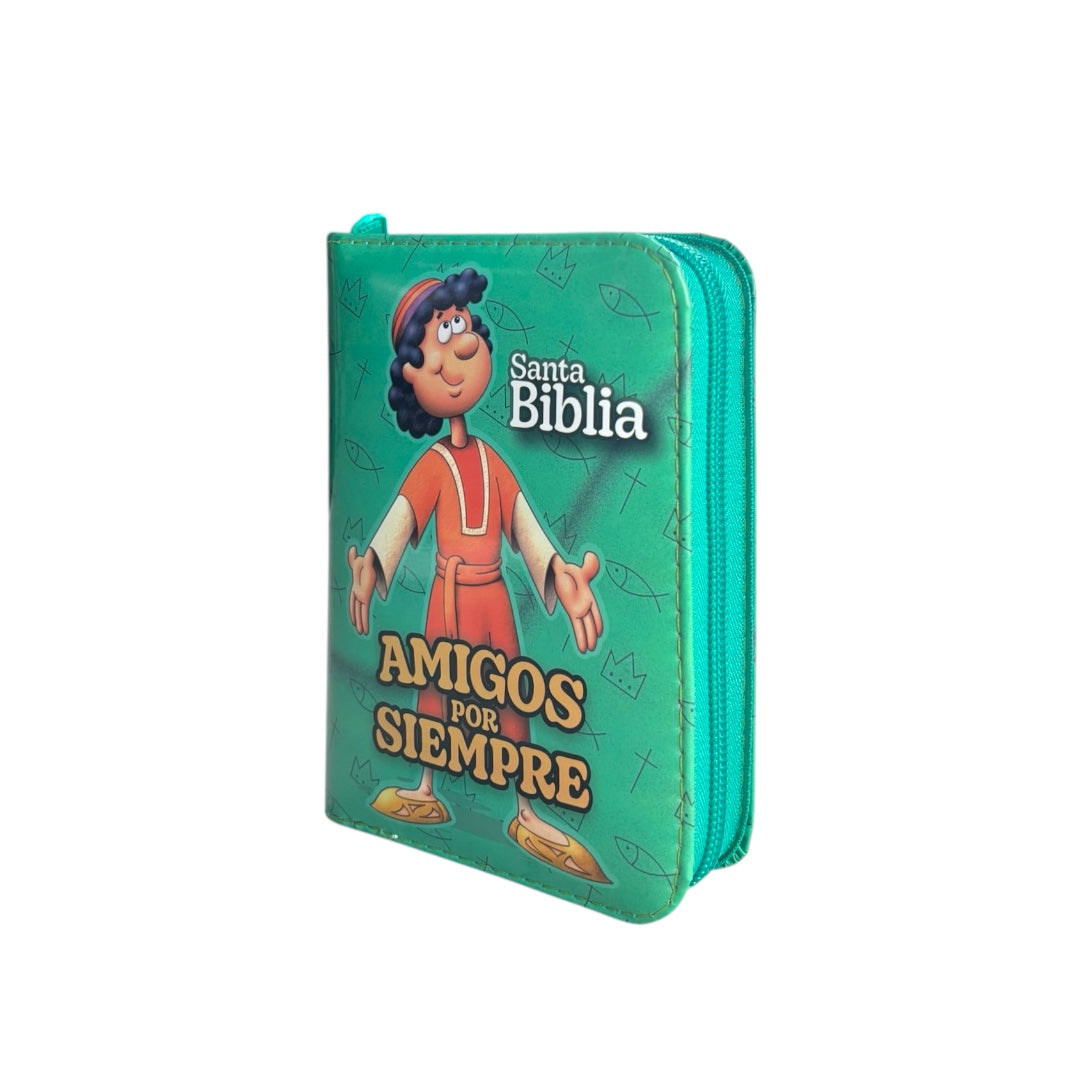 BIBLIA INFANTIL AMIGOS POR SIEMPRE REINA VALERA 1960 VINIL VERDE