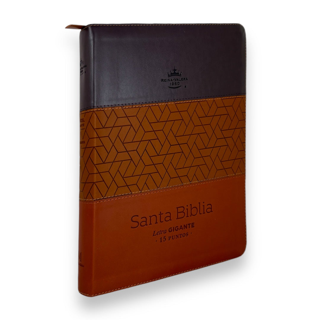 BIBLIA REINA VALERA 1960 LETRA GIGANTE/ CIERRE TRICOLOR CAFE