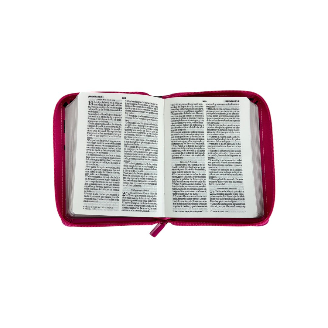 BIBLIA REINA VALERA 1960 BOLSILLO FUCSIA DISEÑO MARIQUITA