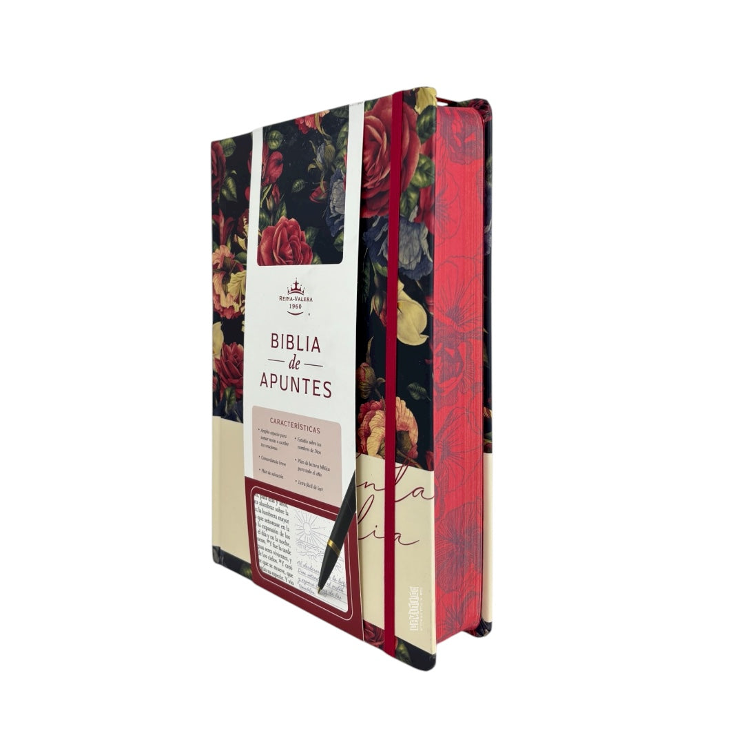 BIBLIA DE APUNTES REINA VALERA 1960 TAPA DURA AZUL MARINO FLORAL