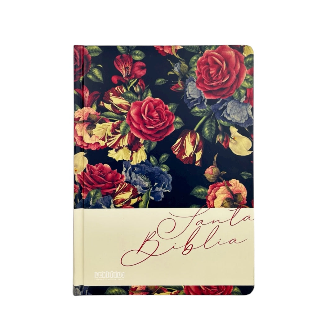 BIBLIA DE APUNTES REINA VALERA 1960 TAPA DURA AZUL MARINO FLORAL