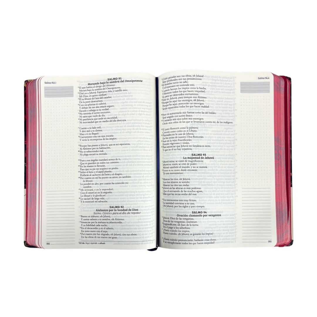 BIBLIA DE APUNTES REINA VALERA 1960 TAPA DURA AZUL MARINO FLORAL