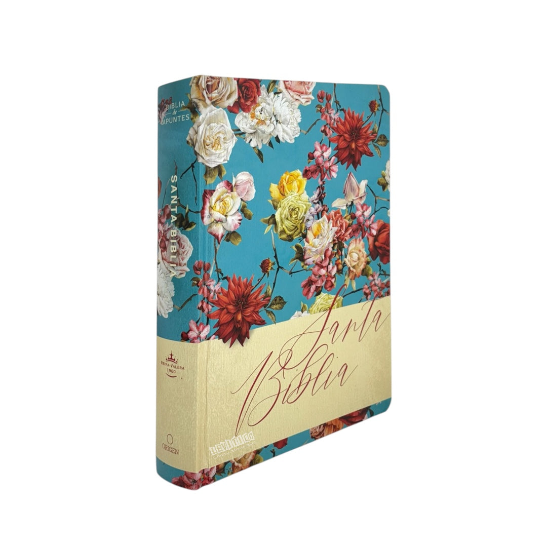 BIBLIA DE APUNTES REINA VALERA 1960 TAPA DURA CELESTE FLORAL