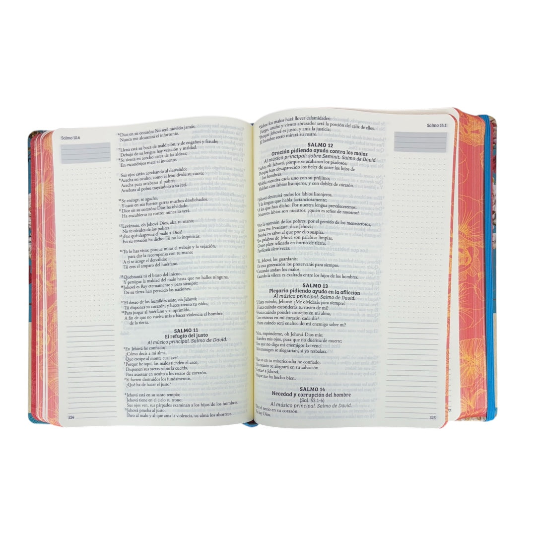 BIBLIA DE APUNTES REINA VALERA 1960 TAPA DURA CELESTE FLORAL