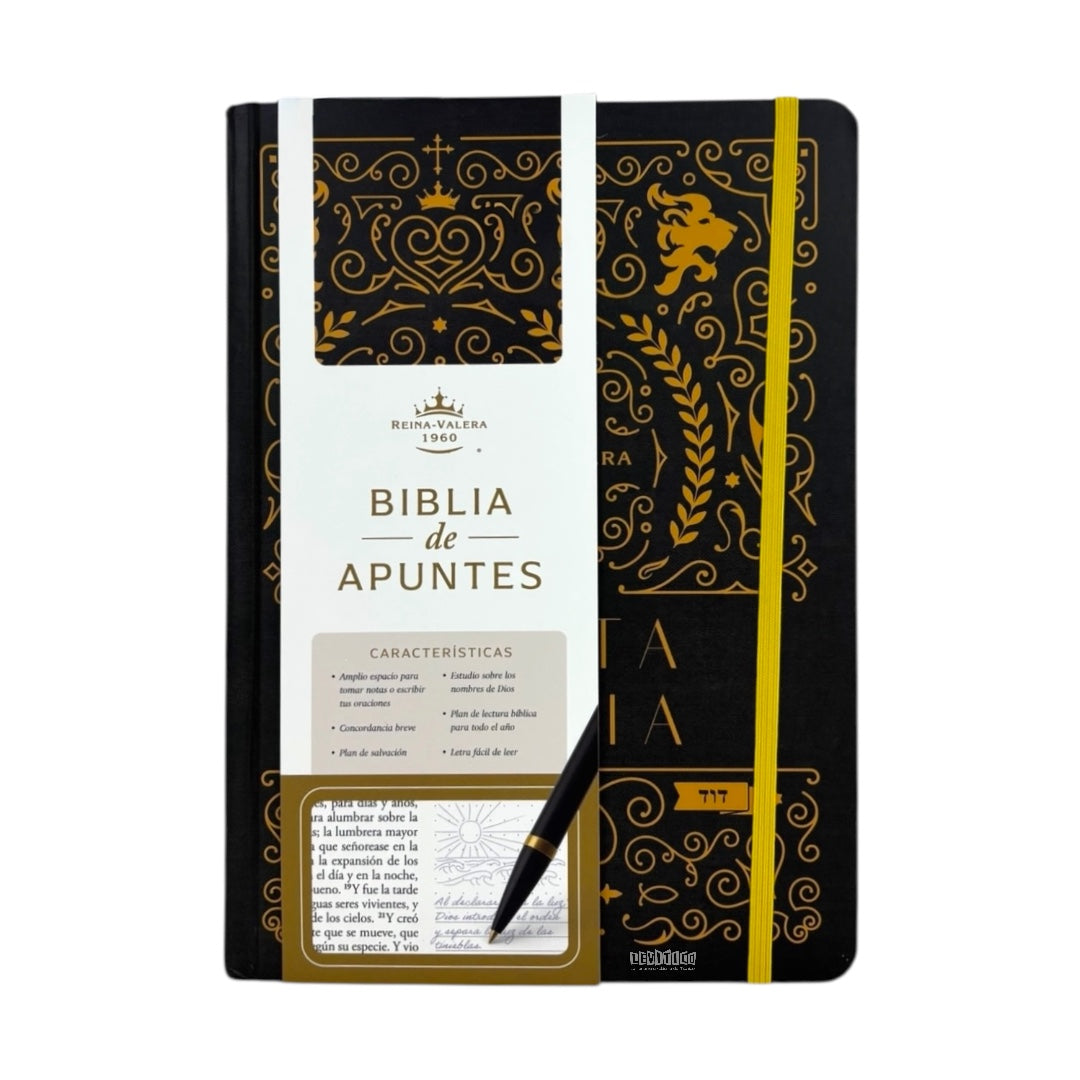 BIBLIA DE APUNTES REINA VALERA 1960 TAPA DURA NEGRO ORO