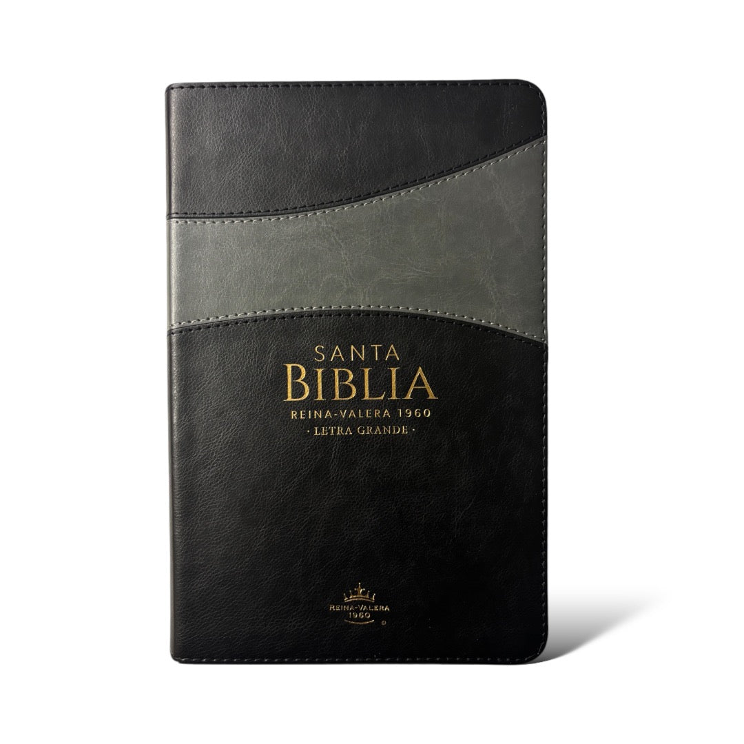 BIBLIA REINA VALERA 1960 LETRA GRANDE BITONO GRIS/NEGRO