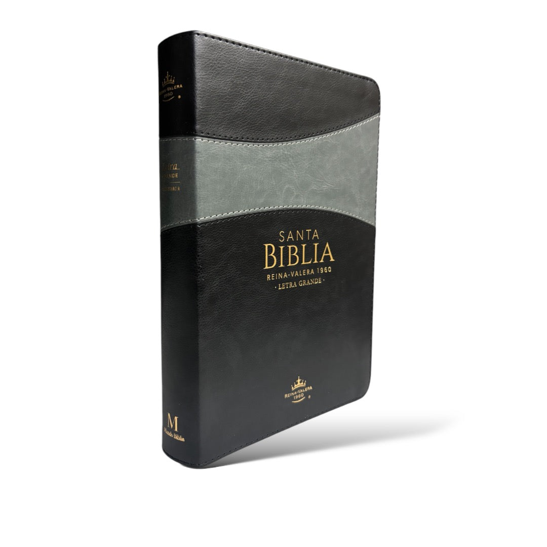 BIBLIA REINA VALERA 1960 LETRA GRANDE BITONO GRIS/NEGRO