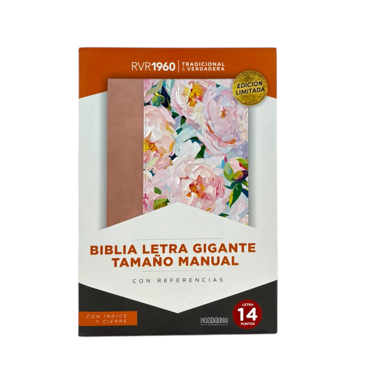 BIBLIA RVR1960 LETRA GIGANTE MANUAL DISEÑO FLORAL CON/CIERRE INDICE ROSA