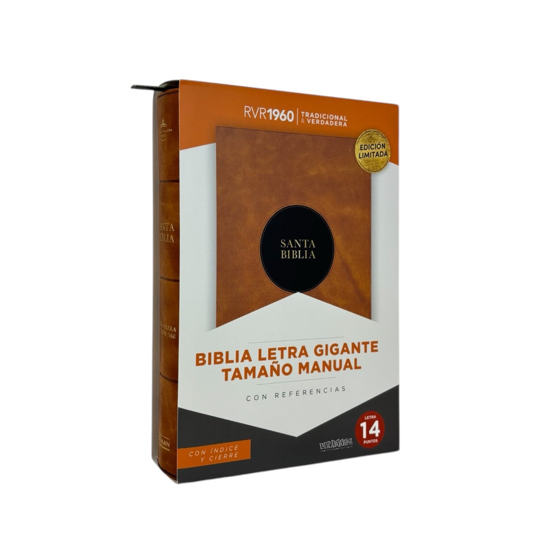 BIBLIA RVR 1960 LETRA GIGANTE MANUAL SIMIL PIEL CIERRE/ INDICE CAOBA NEGRO