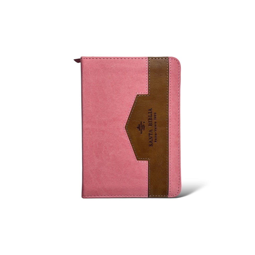 BIBLIA REINA VALERA 1960 TAMAÑO BOLSILLO ELEGANTE ROSA/ BEIGE