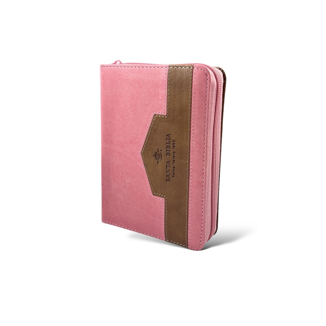 BIBLIA REINA VALERA 1960 TAMAÑO BOLSILLO ELEGANTE ROSA/ BEIGE