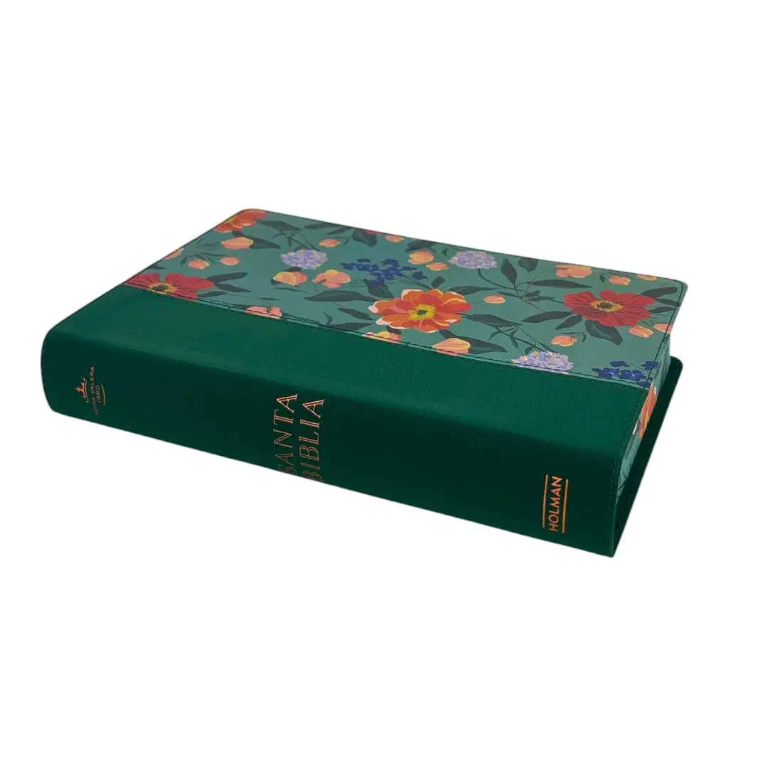 Biblia Reina valera letra grande manual edicion especial Verde Floreado simil piel