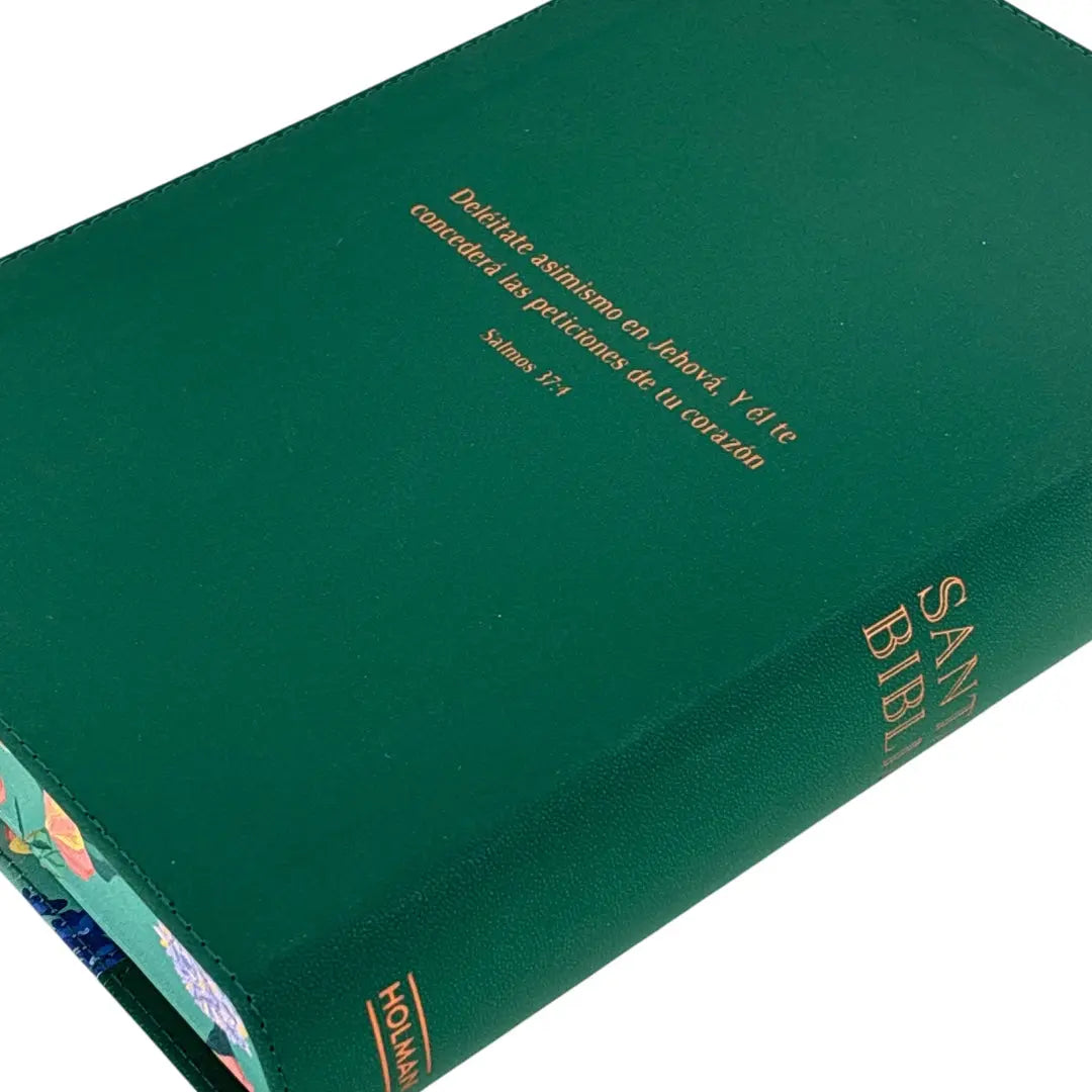 Biblia Reina valera letra grande manual edicion especial Verde Floreado simil piel