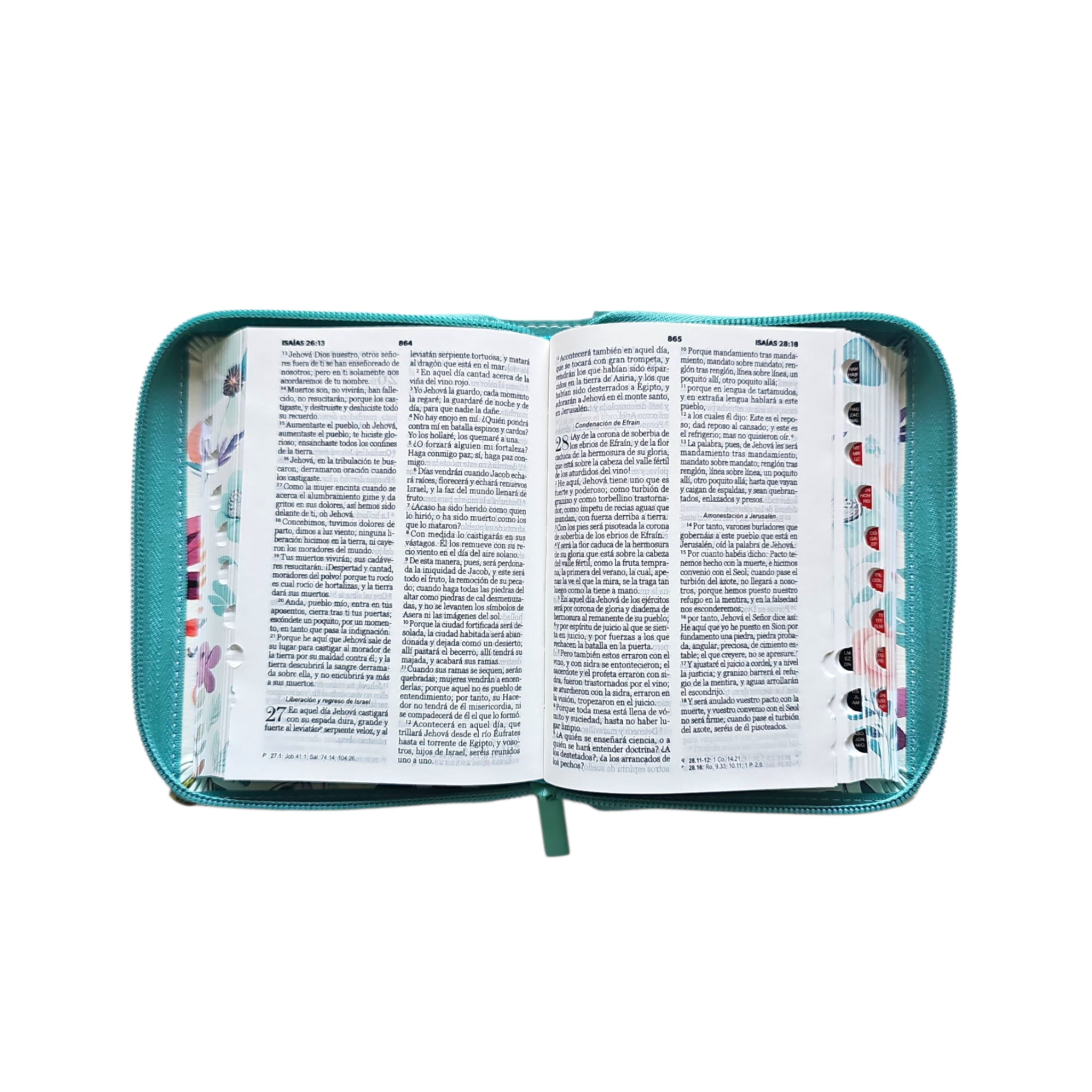 BIBLIA REINA VALERA 1960 TAMAÑO BOLSILLO JARDIN TURQUESA/ INDICE