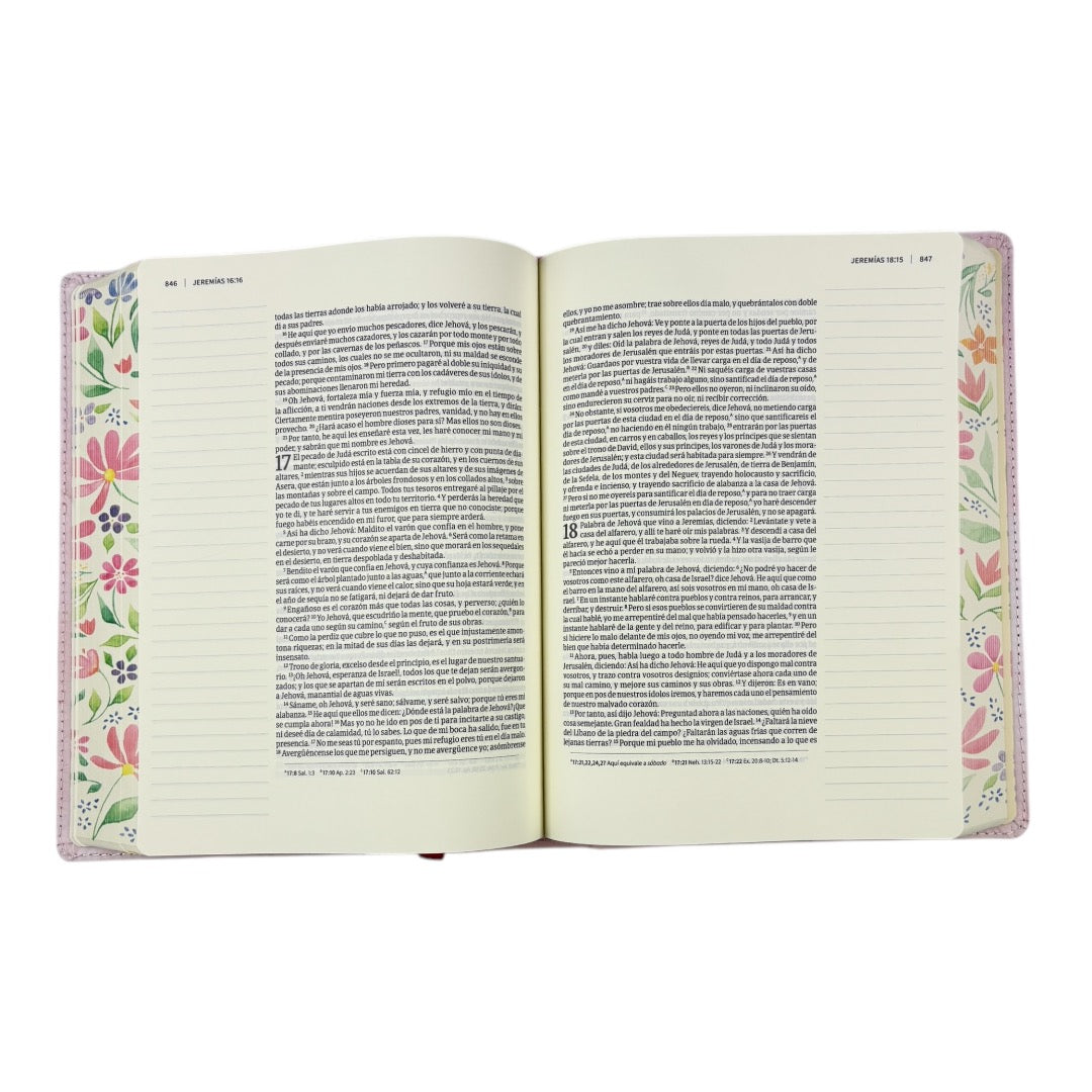 BIBLIA DE APUNTES REINA VALERA TAMAÑO PERSONAL FLORES