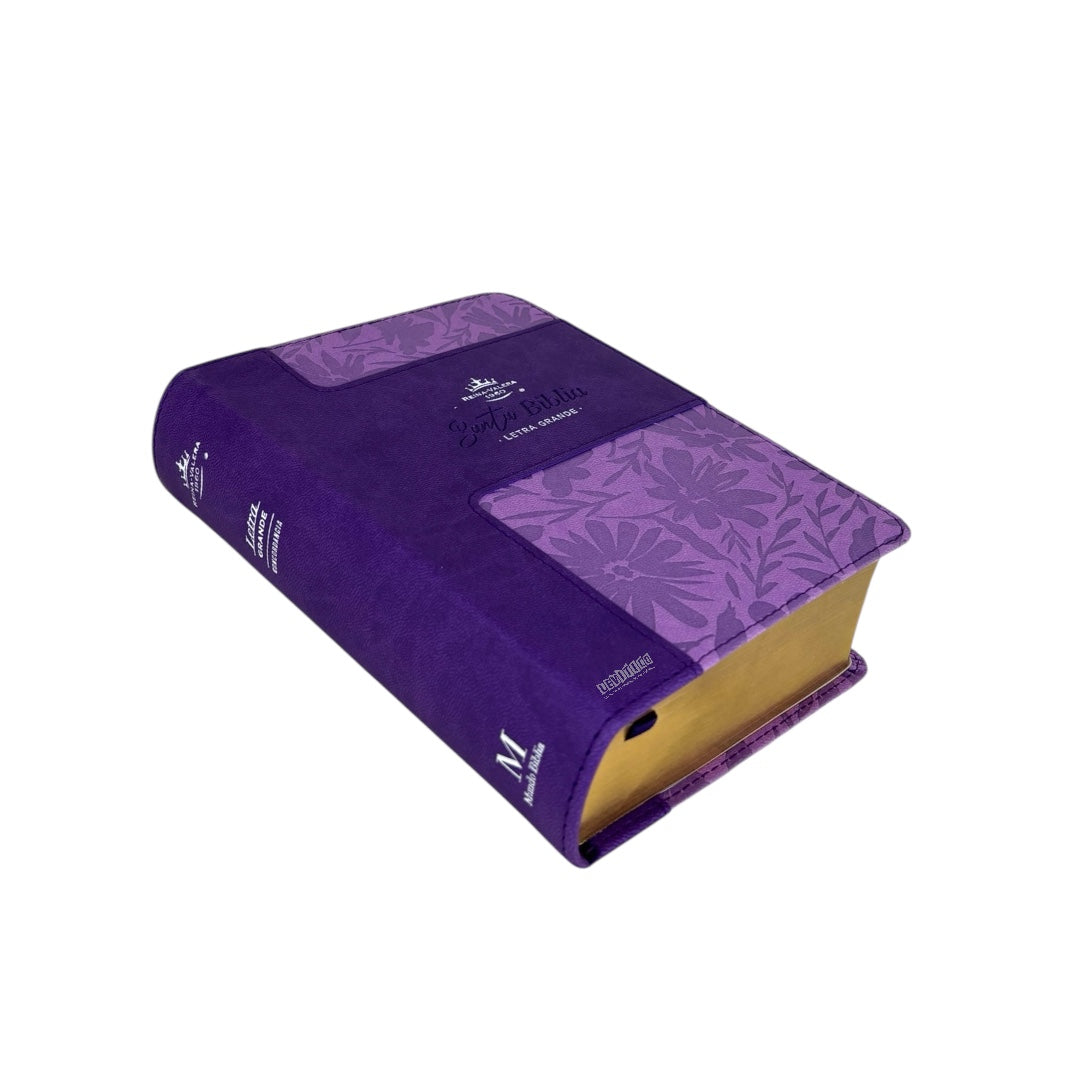 BIBLIA REINA VALERA 1960 TAMAÑO COMPACTO IMIT PIEL LILA CANTO DORADO