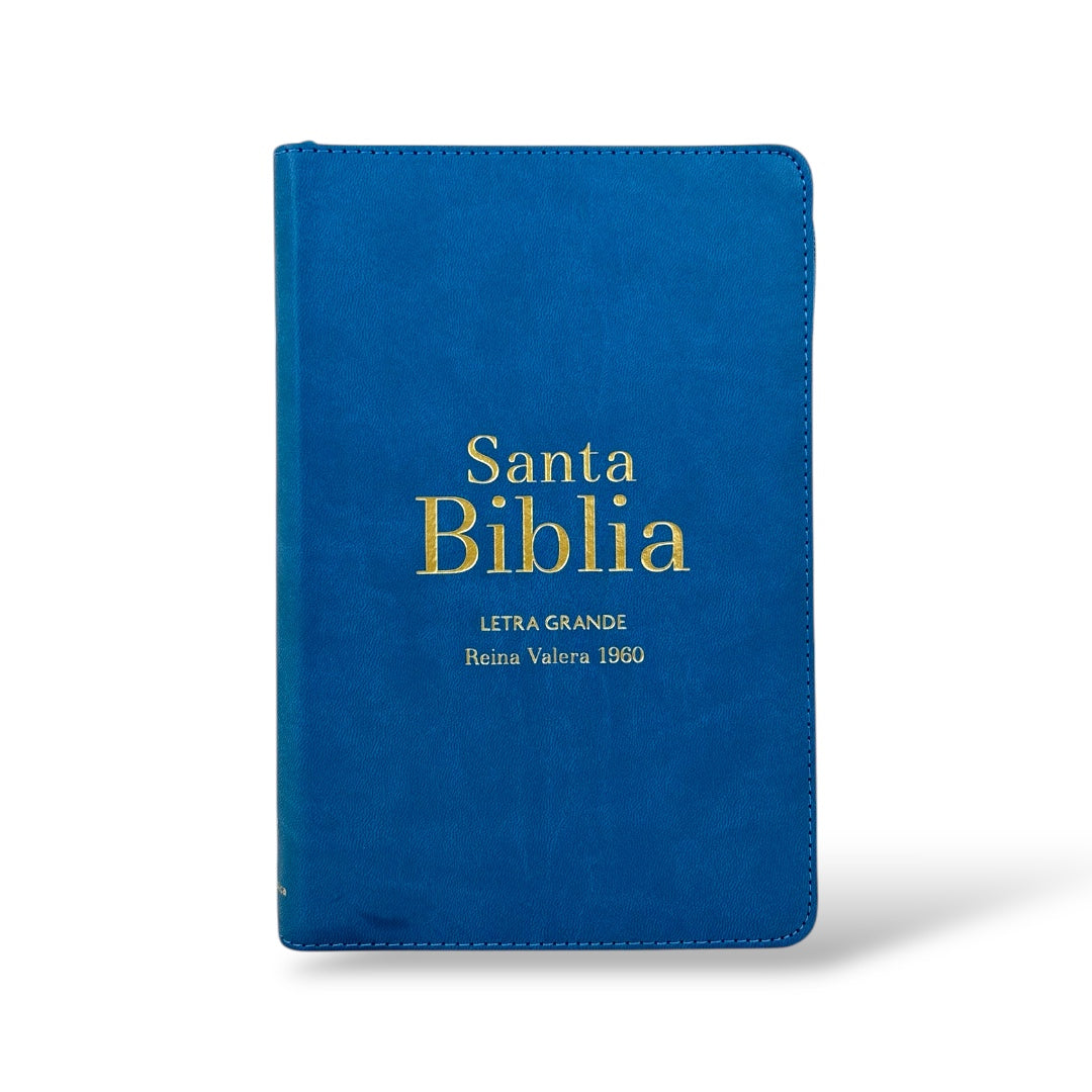 BIBLIA REINA VALERA 1960 LETRA GRANDE MANUAL AZUL OSCURO C/INDICE CIERRE