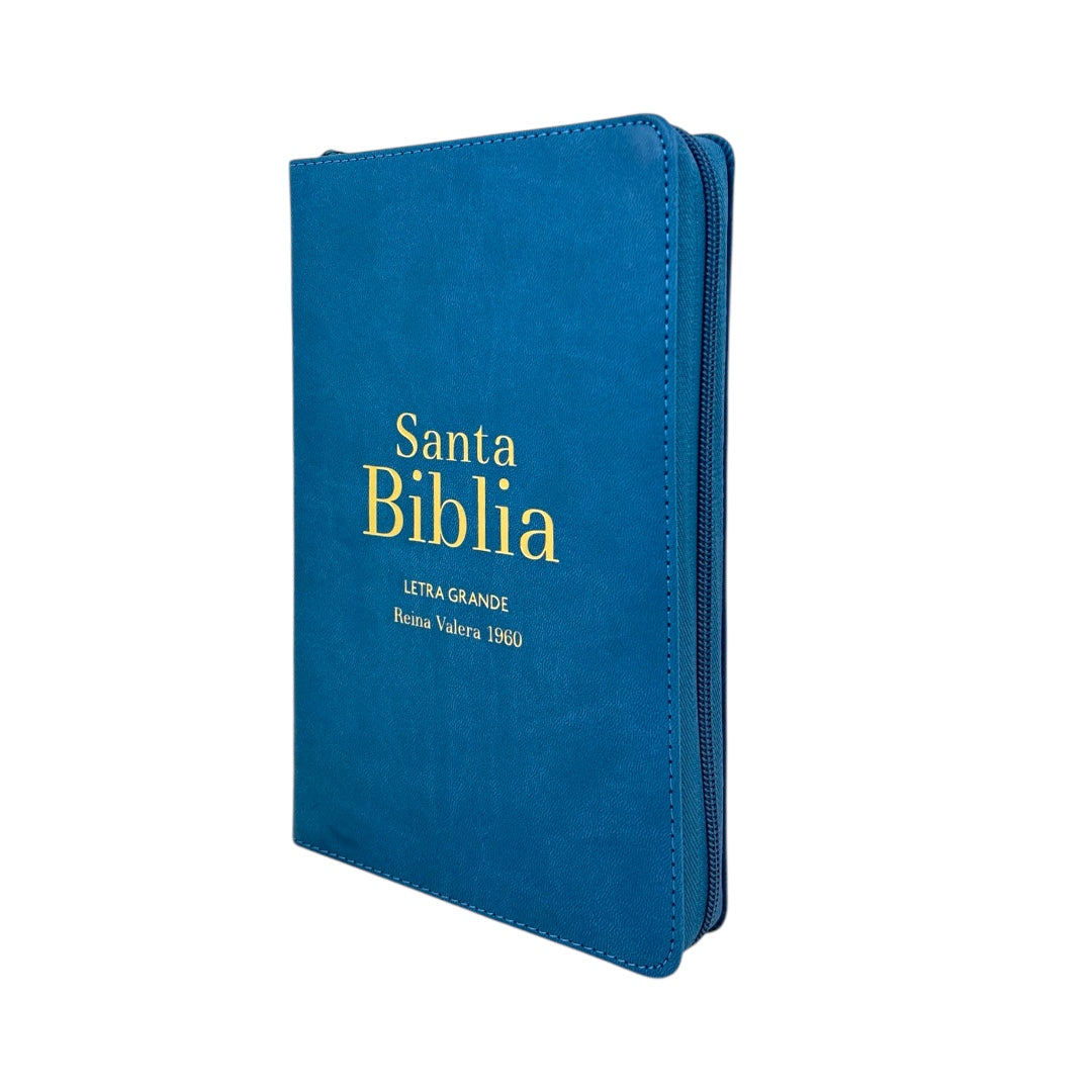 BIBLIA REINA VALERA 1960 LETRA GRANDE MANUAL AZUL OSCURO C/INDICE CIERRE