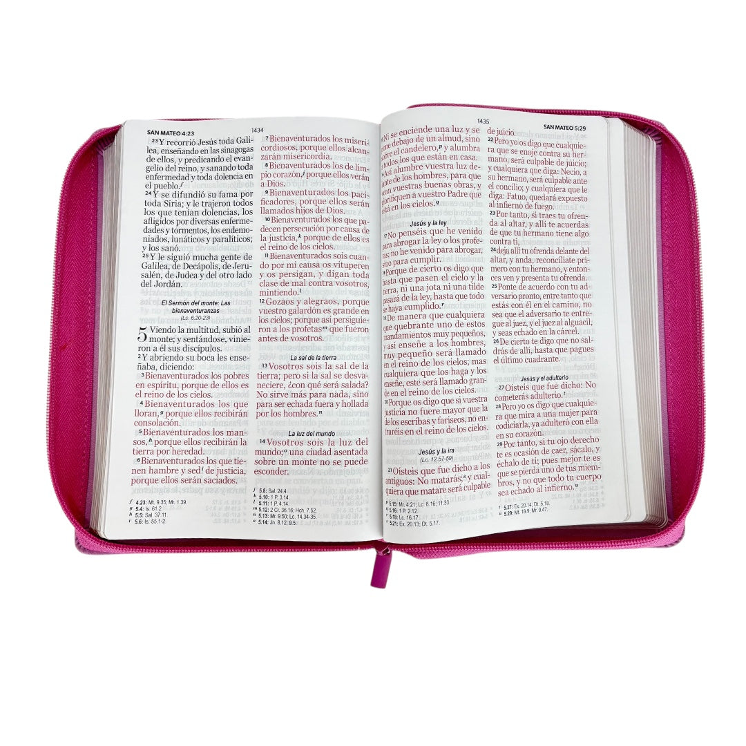 BIBLIA RVR 1960 LETRA GIGANTE MANUAL ROSA C/CIERRE CONTO DORADO "NO TEMAS"