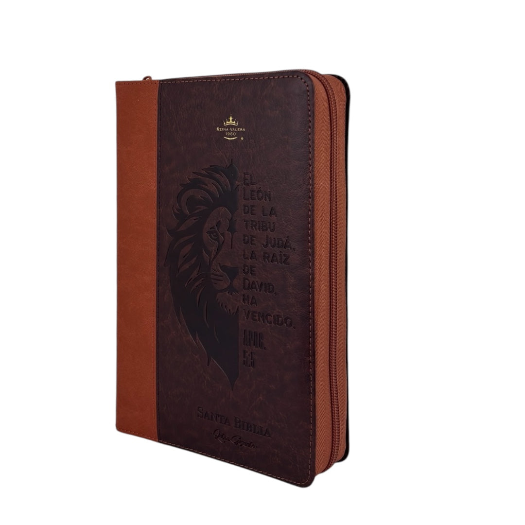 BIBLIA RVR 1960 LETRA GIGANTE IMIT PIEL CANTO DORADO C/ CIERRE CAFE LEÓN