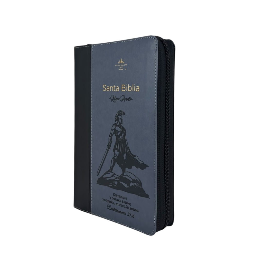 BIBLIA RVR 1960 LETRA GIGANTE MANUAL GRIS/ NEGRO CIERRE "ESFORZAOS "