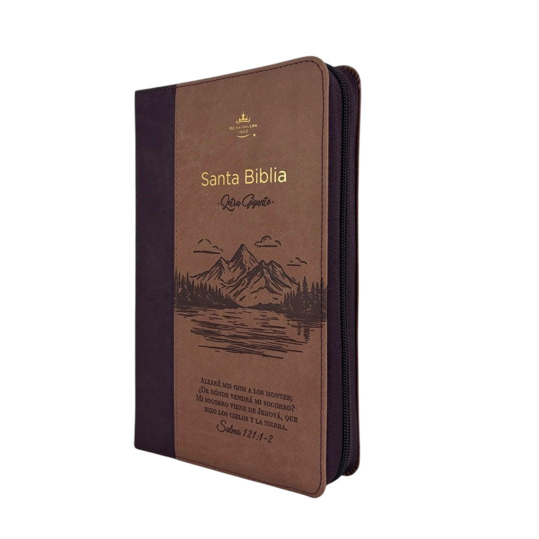 BIBLIA RVR 1960 LETRA GIGANTE TAMAÑO MANUAL CAFE/CAFE CIERRE MONTES