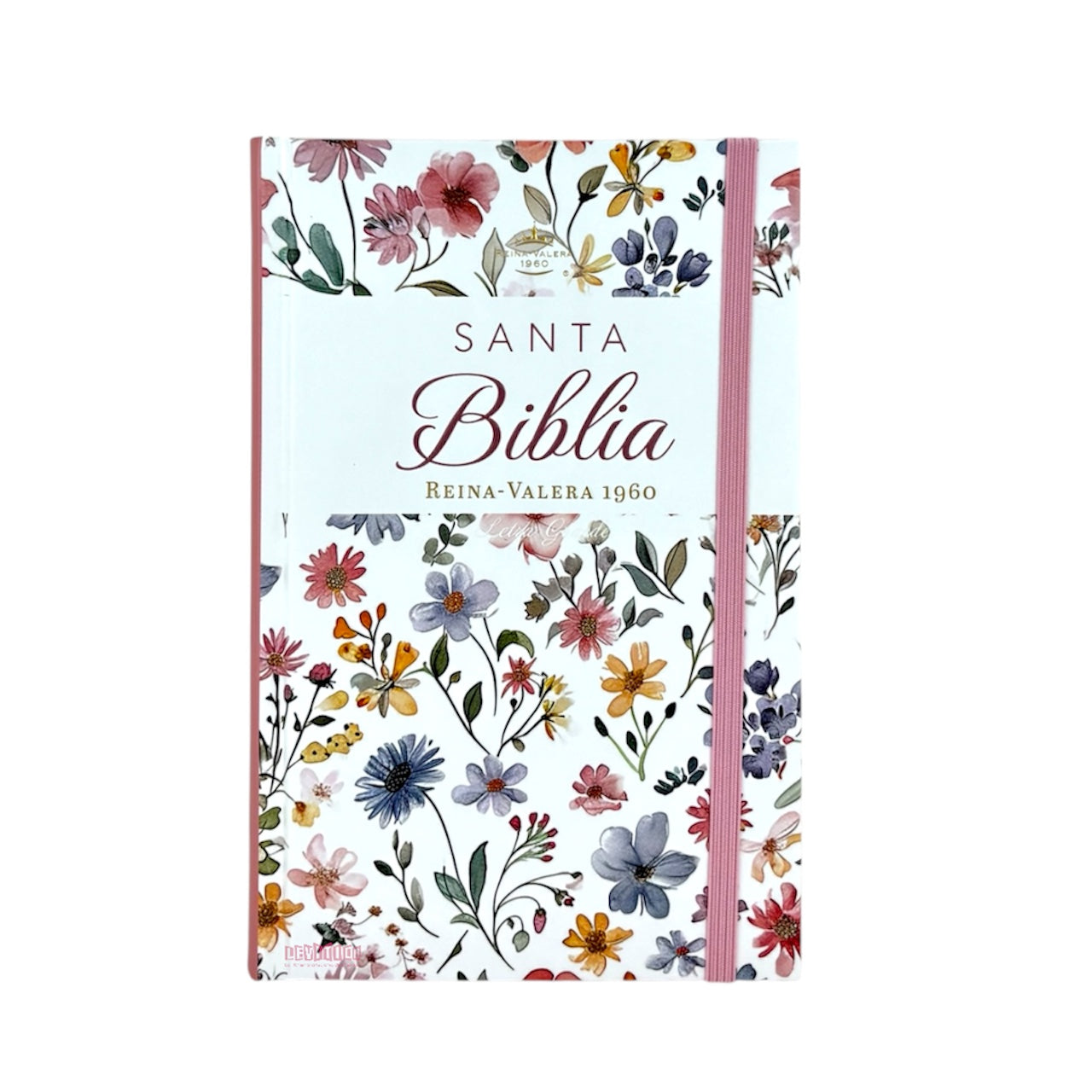 BIBLIA REINA VALERA 1960 LETRA GRANDE  TAPA DURA PRIMAVERA BLANCA C/ELASTICO