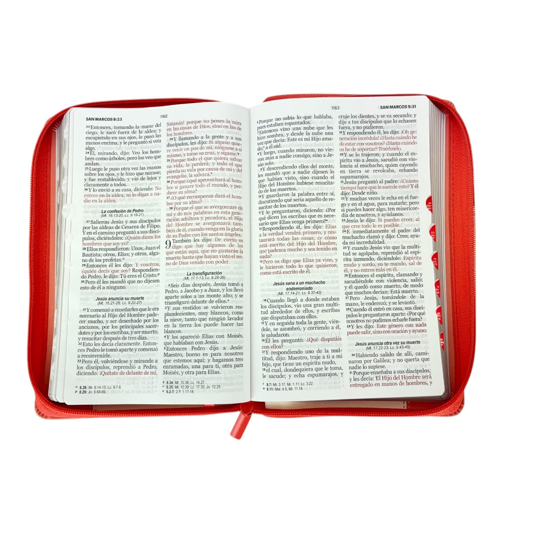 BIBLIA REINA VALERA 1960 LETRA GRANDE IMITACION PIEL BLANCO/CORAL PAJARITOS