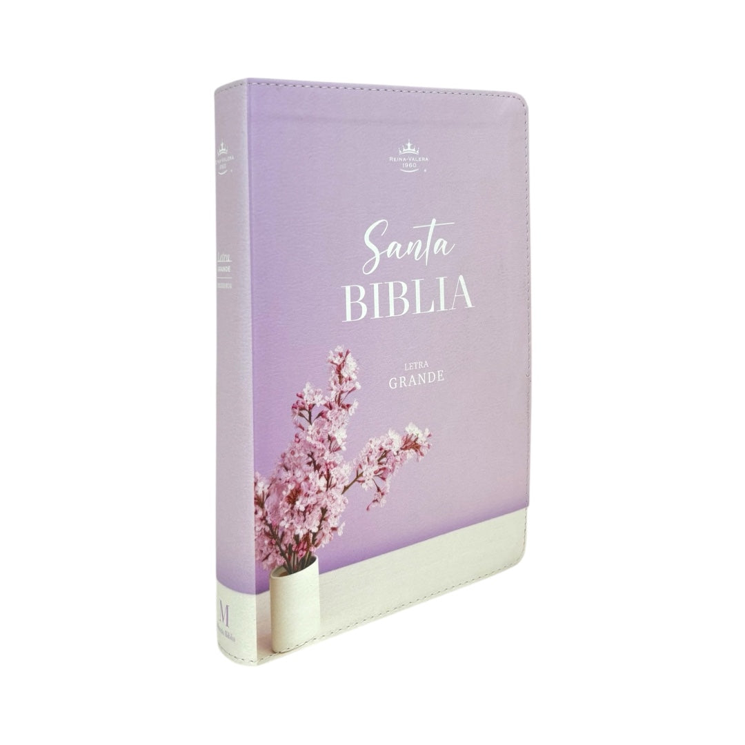 BIBLIA REINA VALERA 1960 LETRA GRANDE IMITACION PIEL LILA JARRÓN