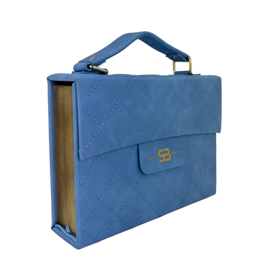 Santa Biblia Cartera con Broche Magnético Compacta RV1960 Celeste pastel