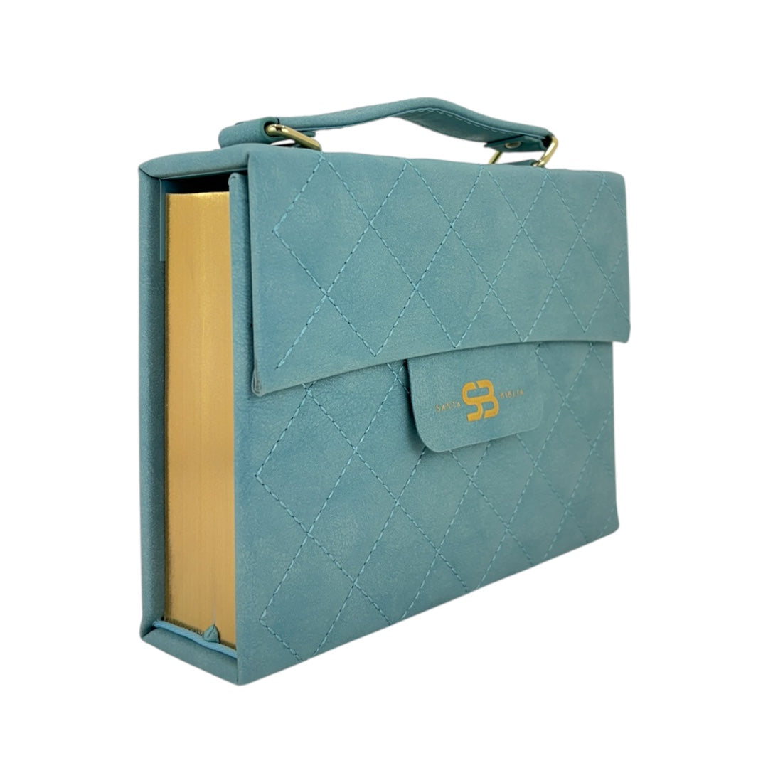 Santa Biblia Cartera con Broche Magnético Compacta RV1960 Azul claro