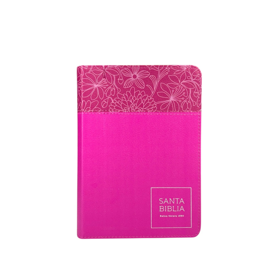BIBLIA REINA VALERA 1960 COMPACTA LETRA GRANDE IMIT PIEL /FLORES FUCSIA