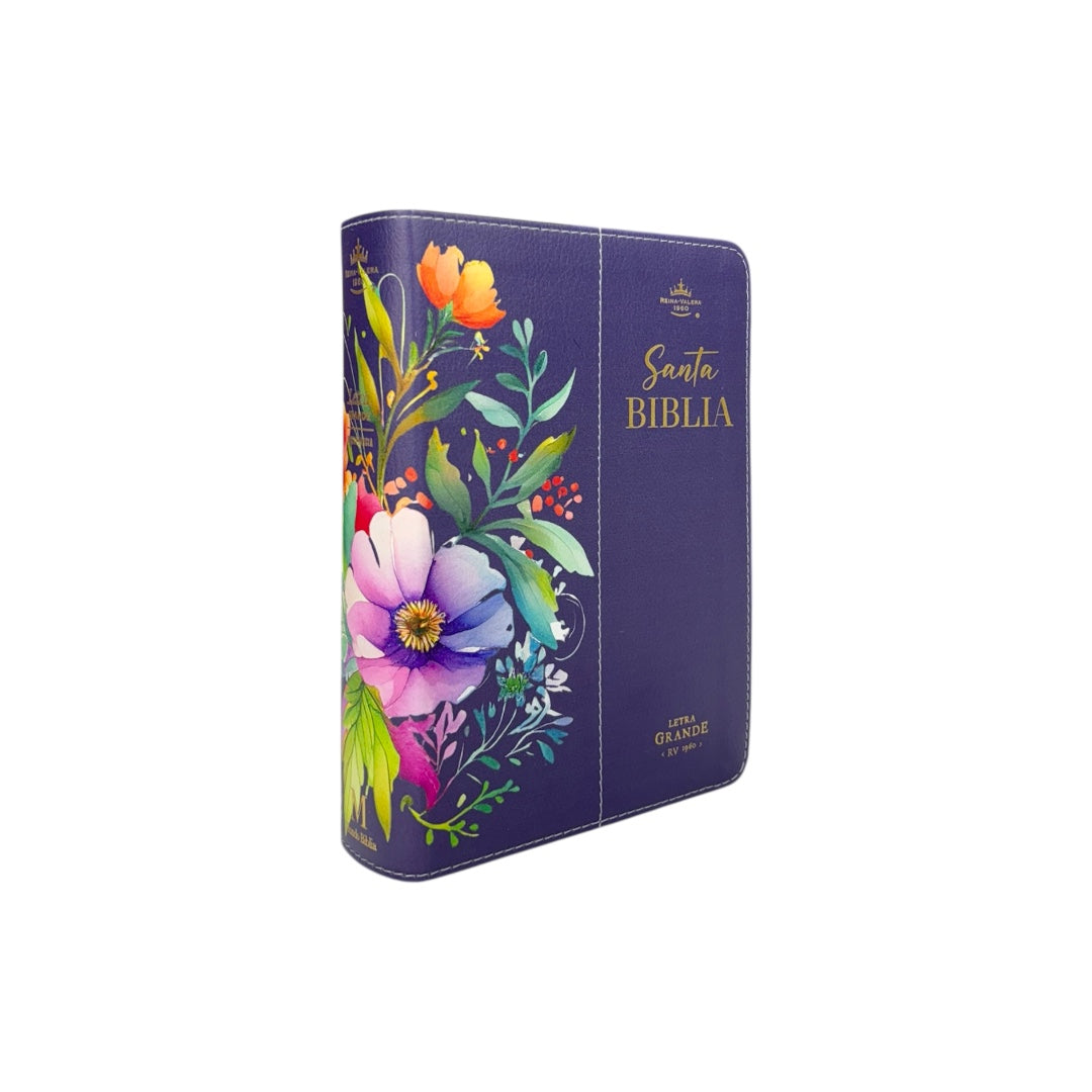 BIBLIA REINA VALERA 1960 COMPACTA IMITACION PIEL DE ALTA CALIDAD C/ CANTO PINTADO FLORES