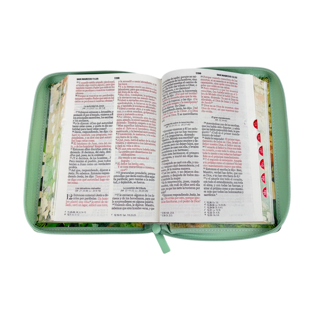 BIBLIA REINA VALERA 1960 LETRA GRANDE COMPACTA CANTO FLORAL VERDE