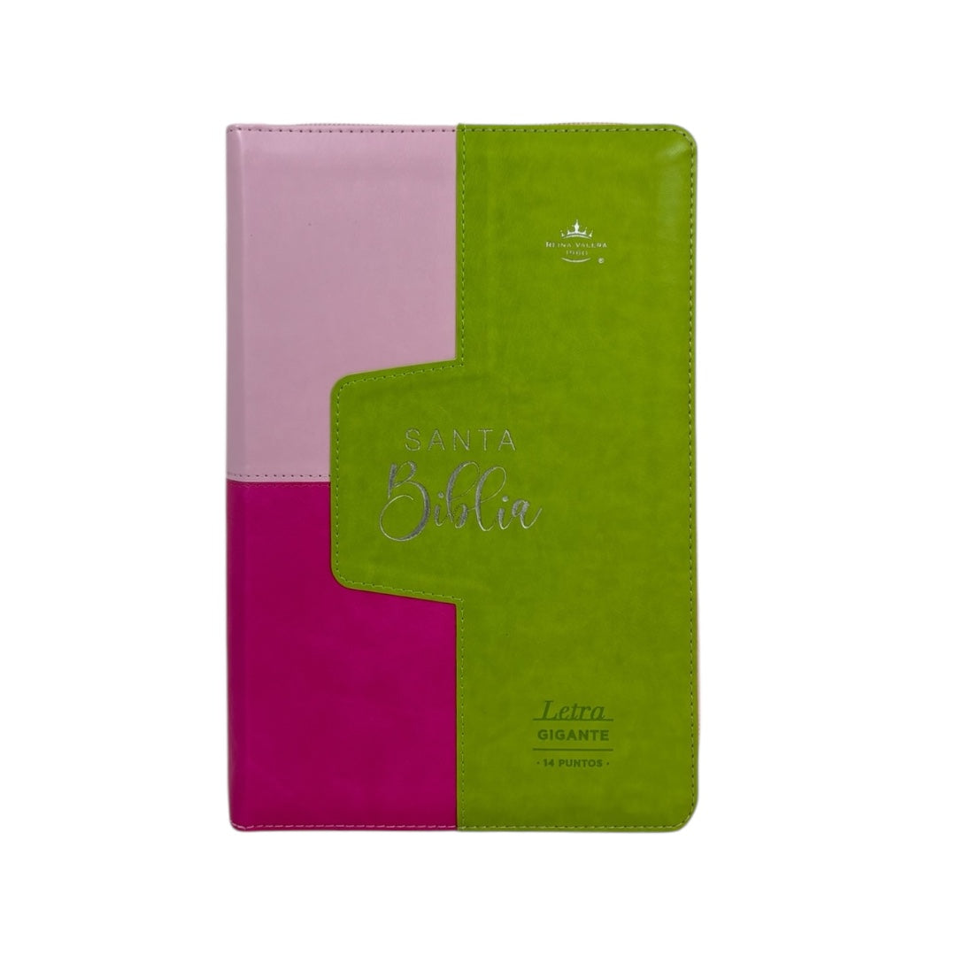 BIBLIA REINA VALERA 1960 LETRA GIGANTE IMITACION PIEL ICONIC C/CIERRE INDICE LIMA ROSA