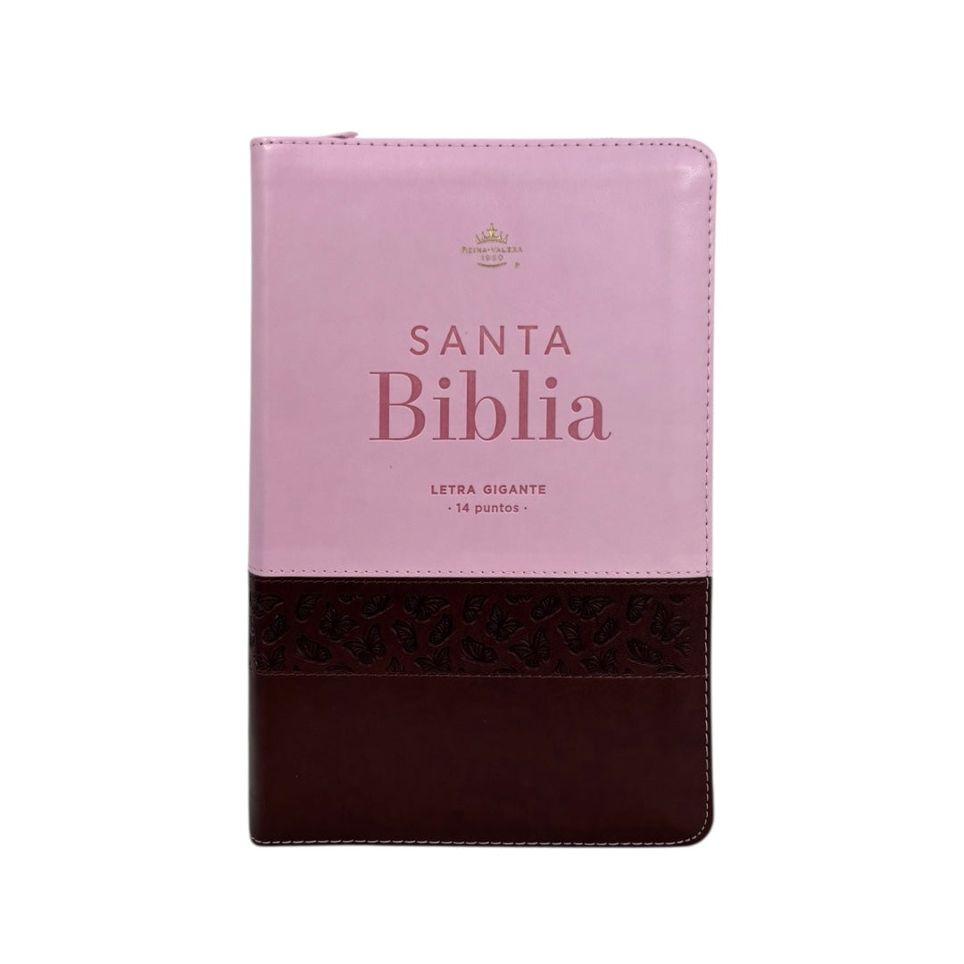 BIBLIA REINA VALERA 1960 LETRA GIGANTE CANTO DORADO CAFE/ROSA MARIPOSAS