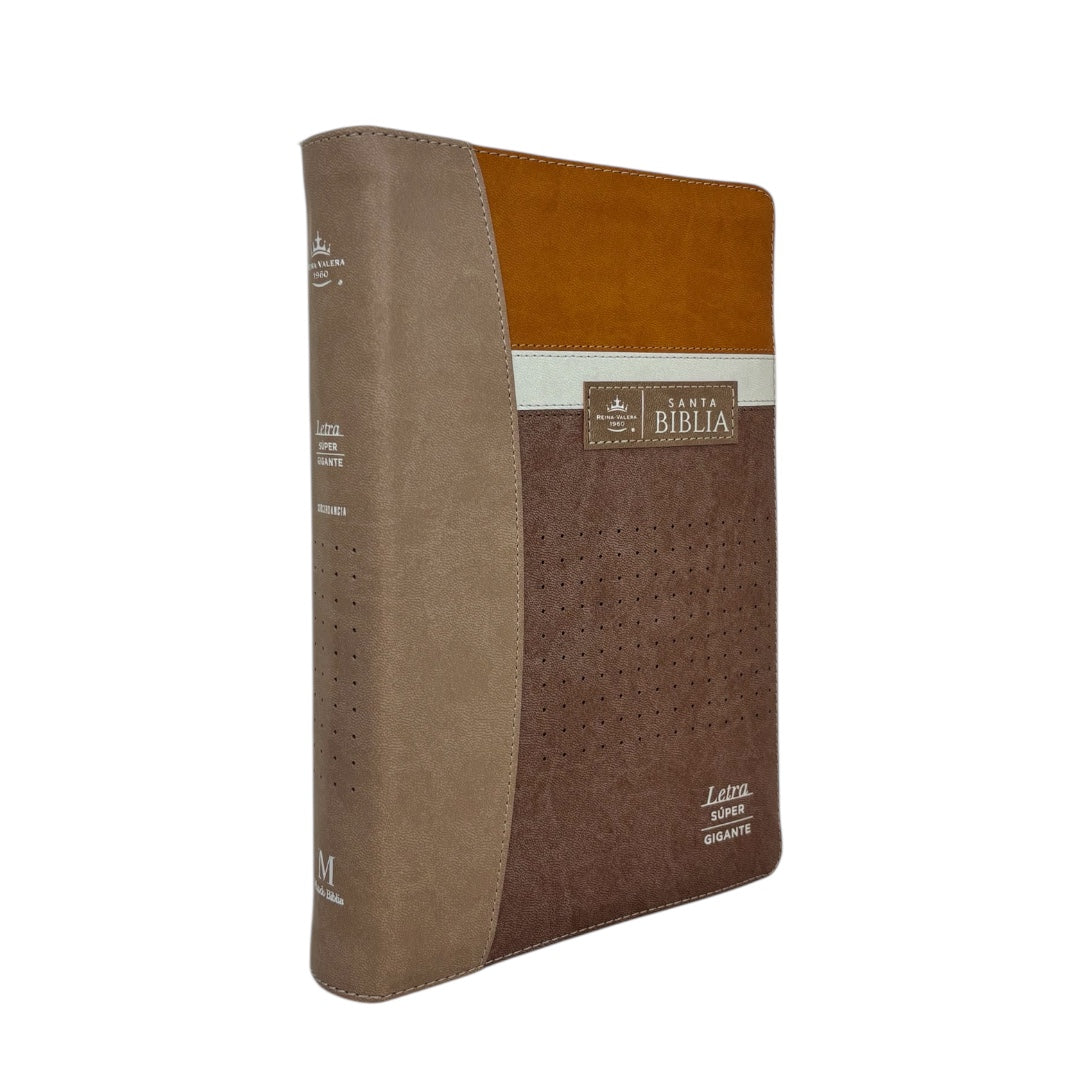 BIBLIA LETRA SÚPER GIGANTE REINA VALERA 1960 IMITACION PIEL C/ CIERRE INDICE BEIGE