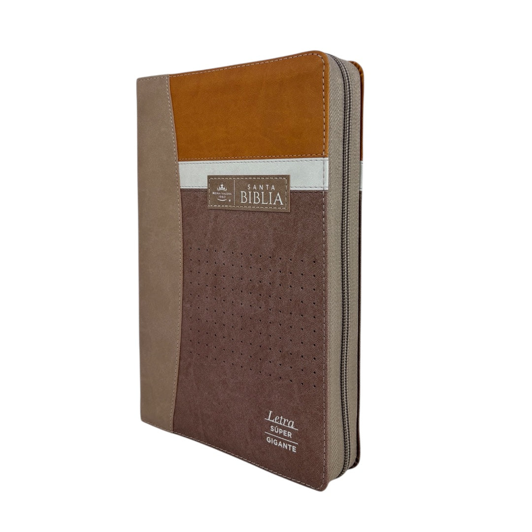 BIBLIA LETRA SÚPER GIGANTE REINA VALERA 1960 IMITACION PIEL C/ CIERRE INDICE BEIGE