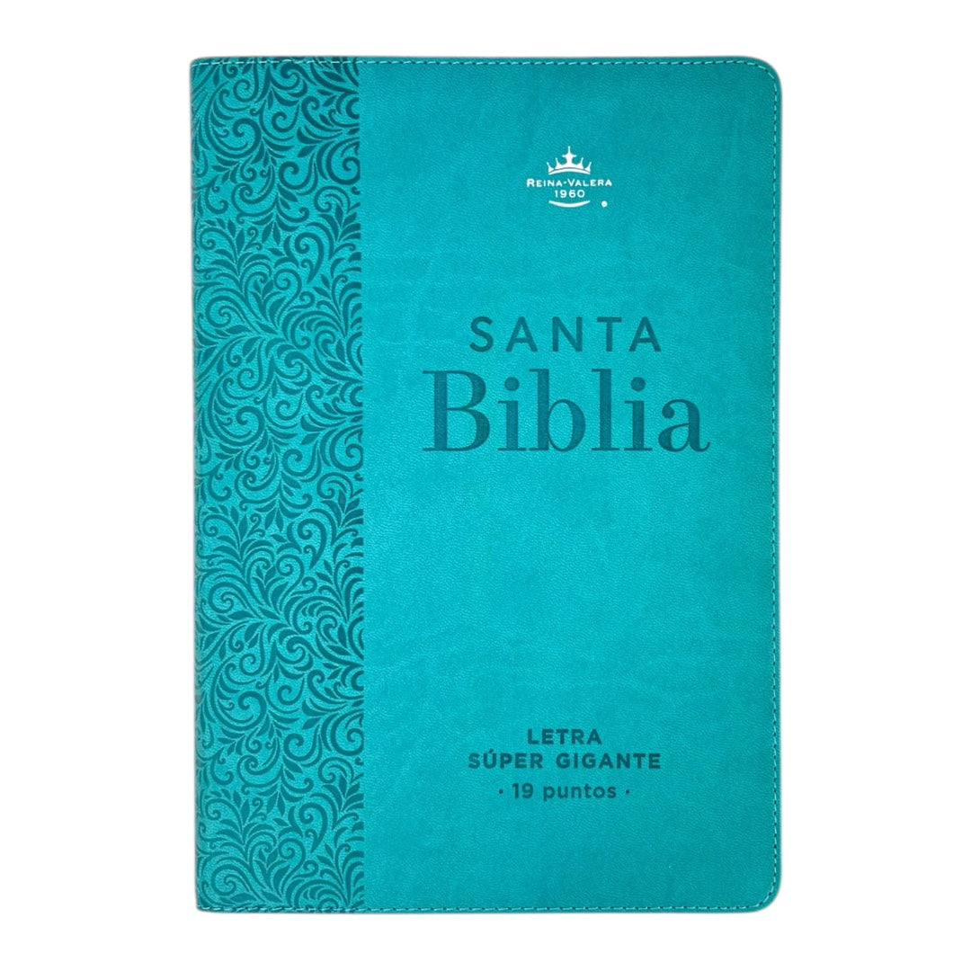 BIBLIA REINA VALERA 1960 LETRA SUPER GIGANTE FLORAL C/INDICE TURQUESA